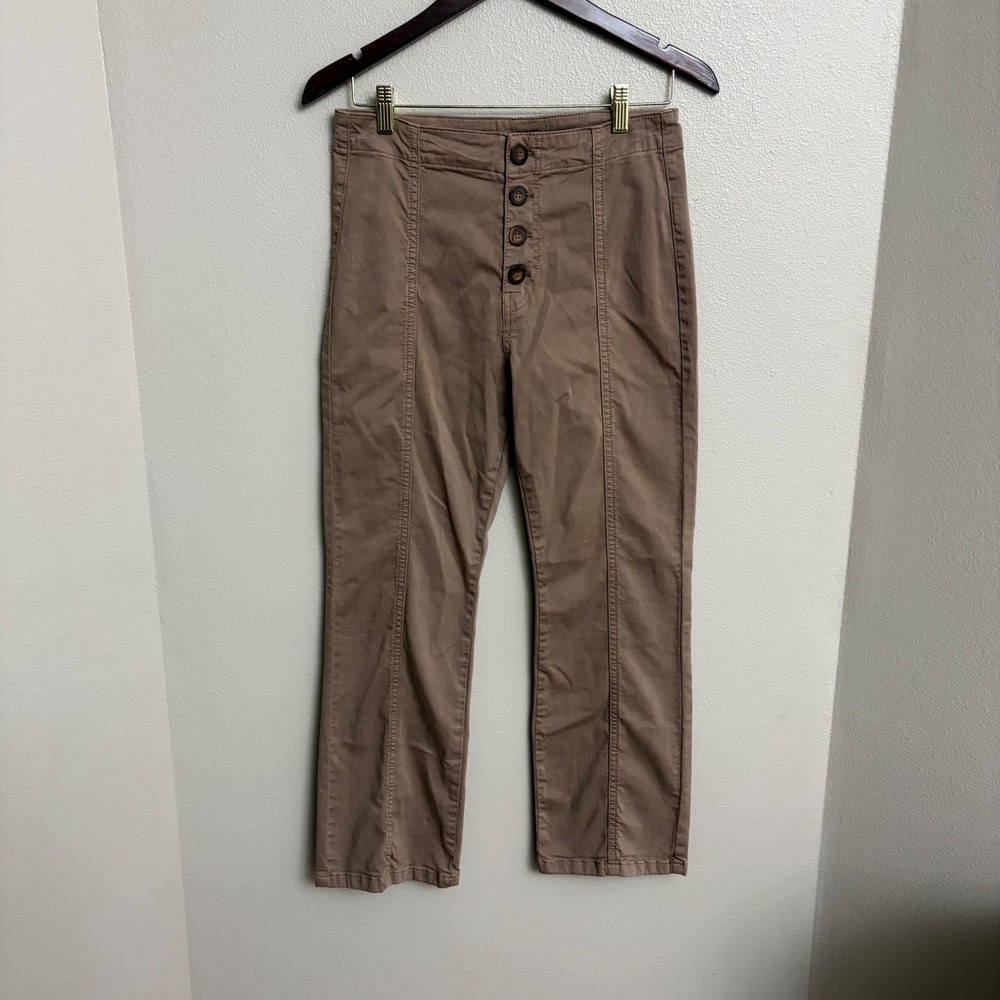 Free People Sierra Cropped Flare Pant Size 8 High‎ Rise Button Fly Boho Mauve